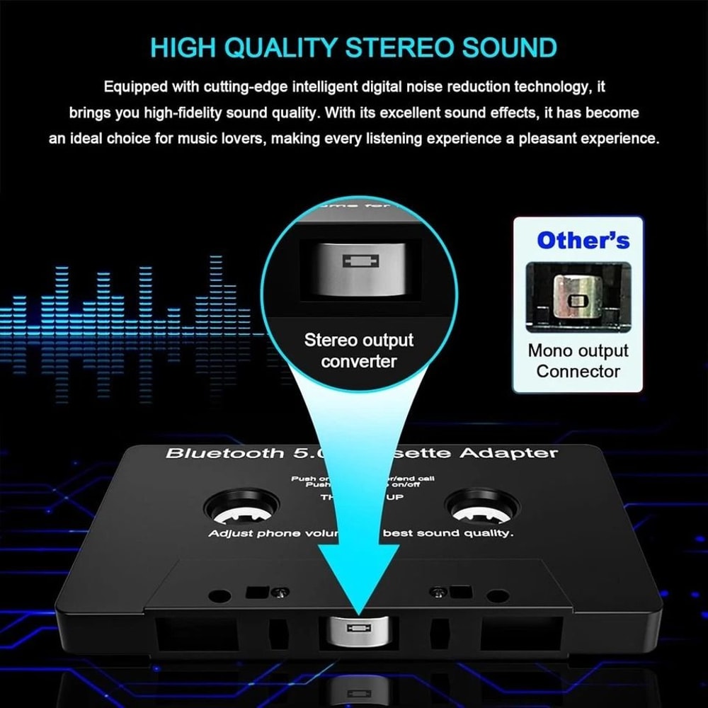 Bluetooth Cassette Adapter For Car With Hands Free Calling And Wireless Music 3