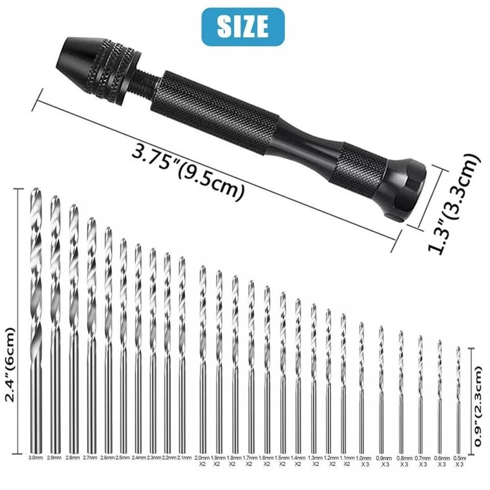 Pin Vise Hand Drill Set With Micro Drill Bits For Resin Jewelry Crafts And Model Making 2