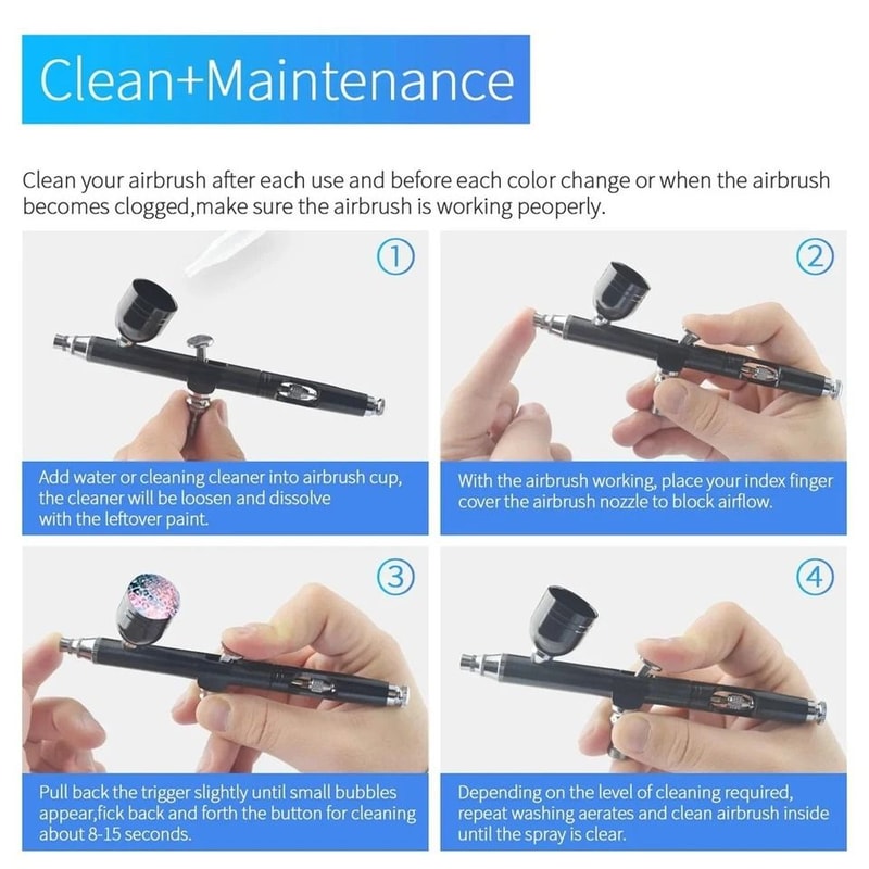 Dual Action Gravity Feed Airbrush Kit For Nail Art Tattoo Crafts 3