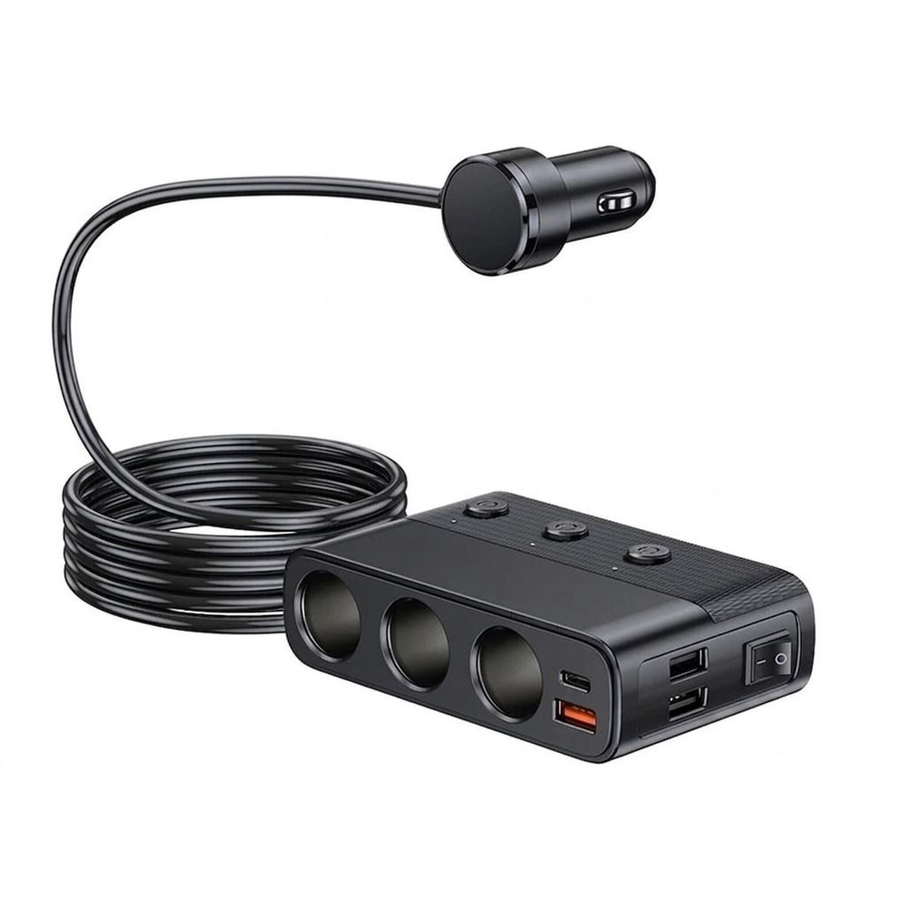 Car Cigarette Lighter Splitter With USB C Fast Charging And LED Voltmeter 0