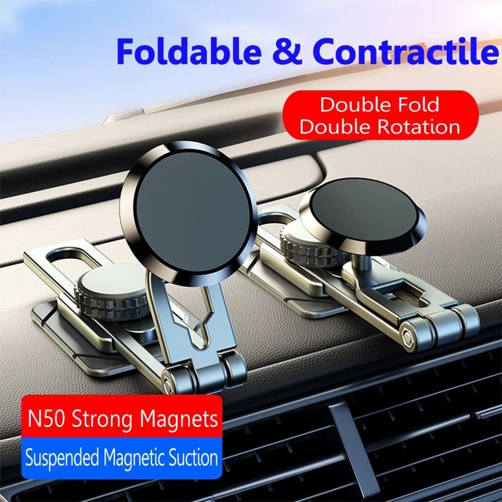 Foldable Magnetic Dashboard Phone Holder Rotating Universal Car Mount 6