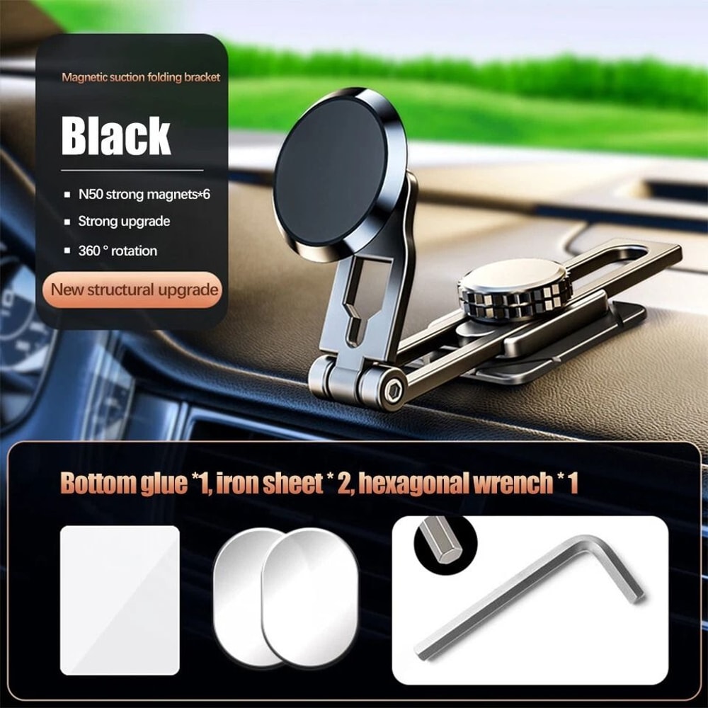 Foldable Magnetic Dashboard Phone Holder Rotating Universal Car Mount 8