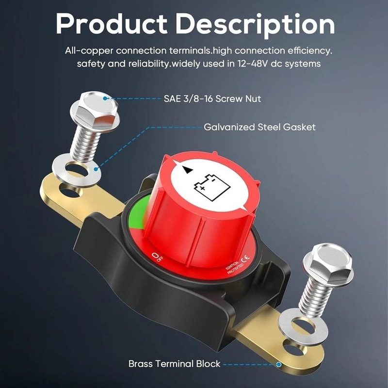Side Post Battery Disconnect Switch Heavy Duty Battery Cut Off For Car RV Boat 4