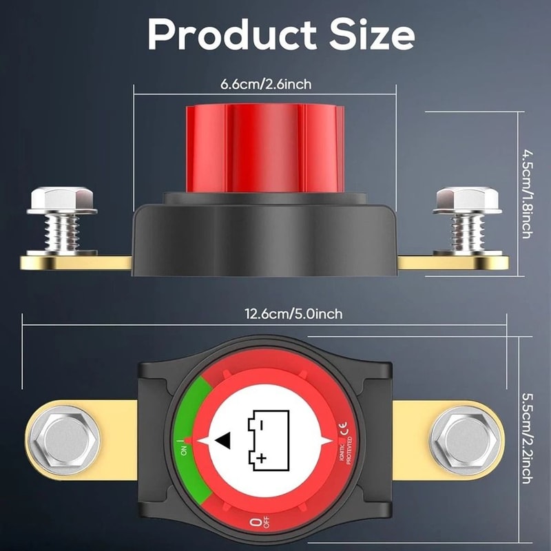 Side Post Battery Disconnect Switch Heavy Duty Battery Cut Off For Car RV Boat 6