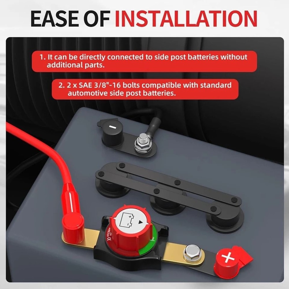 Side Post Battery Disconnect Switch Heavy Duty Battery Cut Off For Car RV Boat 7
