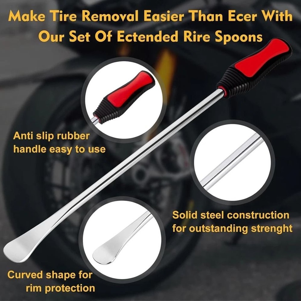 Heavy Duty Motorcycle Tire Spoon Tool Kit With Tire Iron Levers And Rim Protectors 3