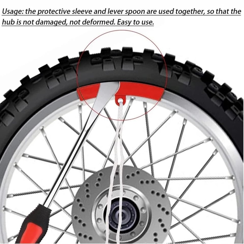 Heavy Duty Motorcycle Tire Spoon Tool Kit With Tire Iron Levers And Rim Protectors 6