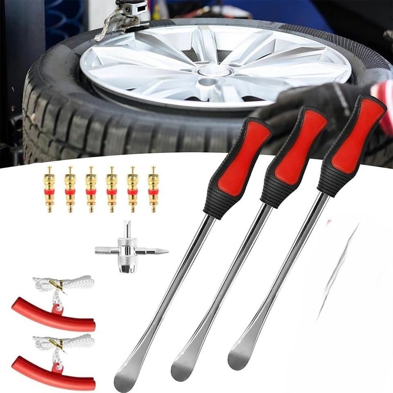 Heavy Duty Motorcycle Tire Spoon Tool Kit With Tire Iron Levers And Rim Protectors 0