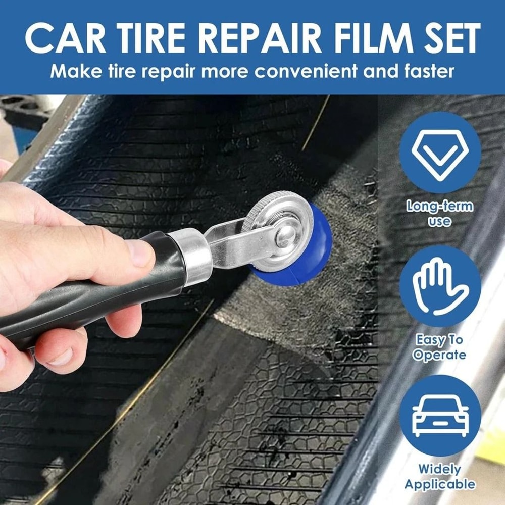 Tire Repair Kit With Tire Patch Roller And Liner Scraper For Car Truck 1