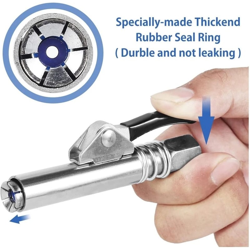 High Pressure Grease Gun Coupler Quick Release Locking Nozzles 2