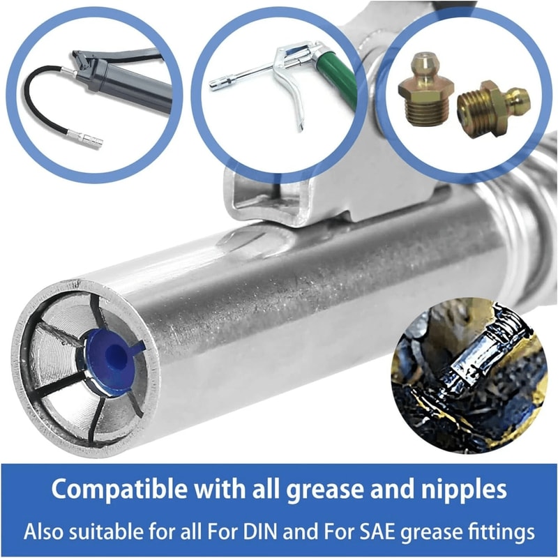 High Pressure Grease Gun Coupler Quick Release Locking Nozzles 4