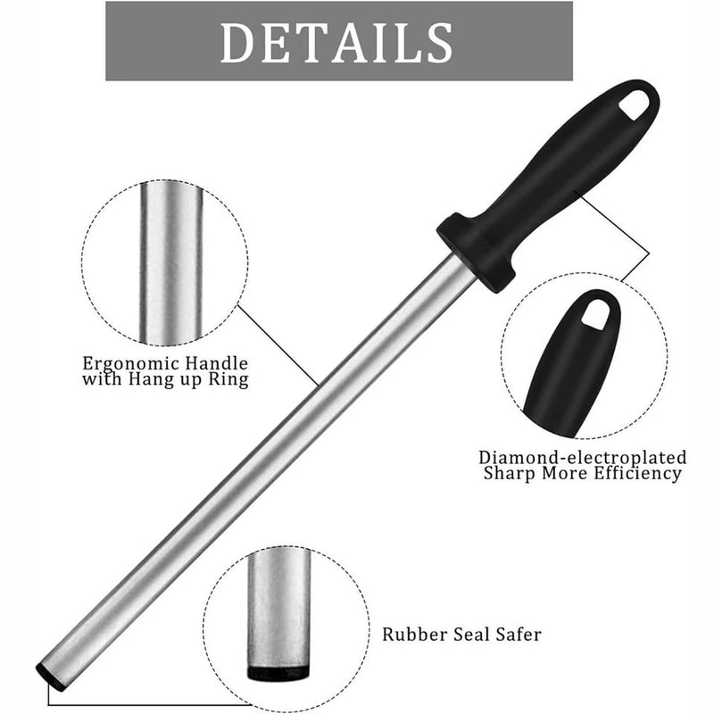 Diamond Sharpening Rod Kitchen Knife Honing Steel With Ergonomic Handle 2
