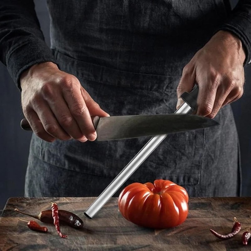 Diamond Sharpening Rod Kitchen Knife Honing Steel With Ergonomic Handle 0