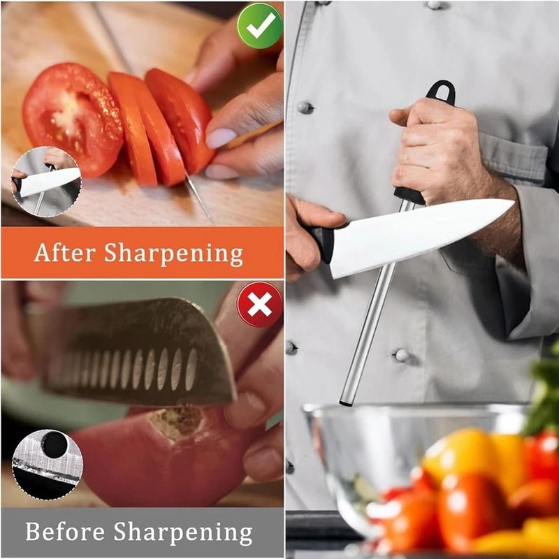 Diamond Sharpening Rod Kitchen Knife Honing Steel With Ergonomic Handle 4