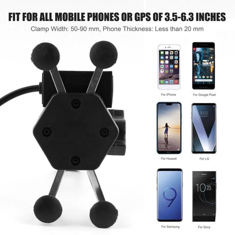 Motorcycle Phone Mount With USB Charger Waterproof GPS Holder For Bikes 4