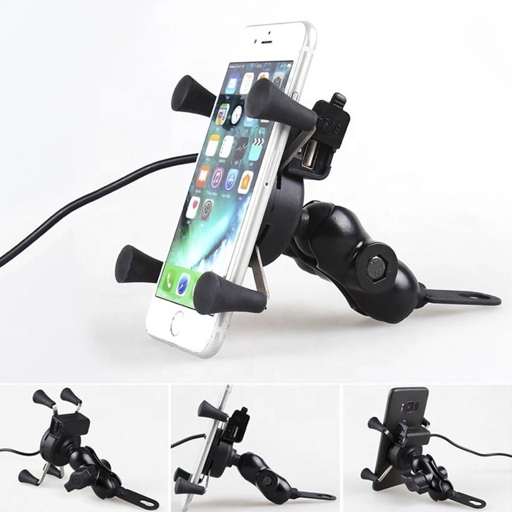 Motorcycle Phone Mount With USB Charger Waterproof GPS Holder For Bikes 5