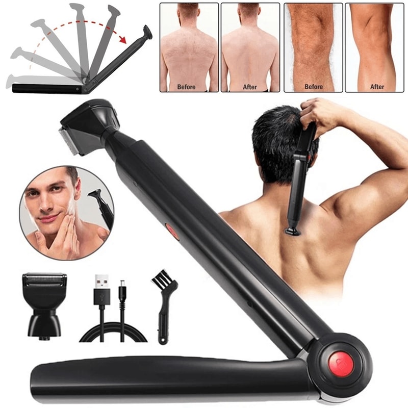 Rechargeable Electric Back Shaver For Men With Long Handle Body Groomer 9