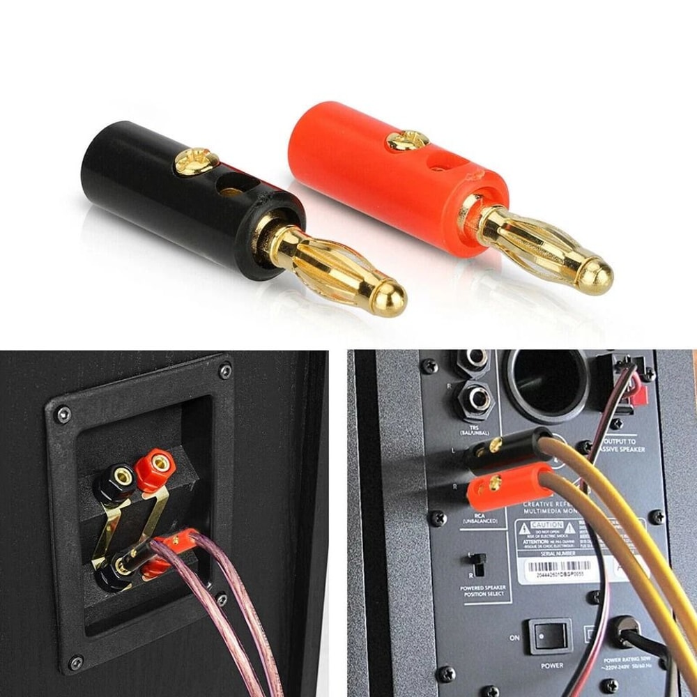 Banana Plugs Set Gold Plated Screw Speaker Wire Connectors 1