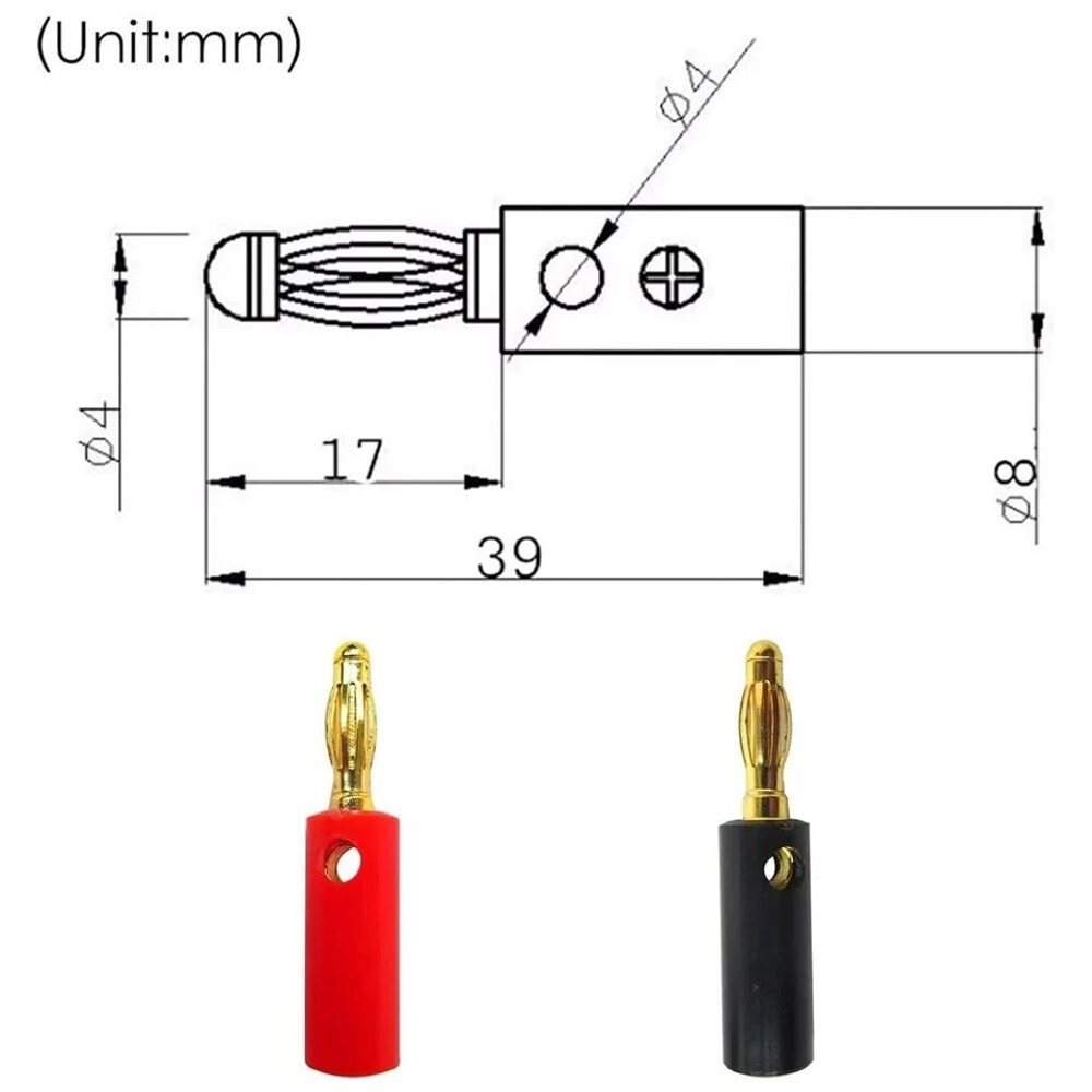 Banana Plugs Set Gold Plated Screw Speaker Wire Connectors 2