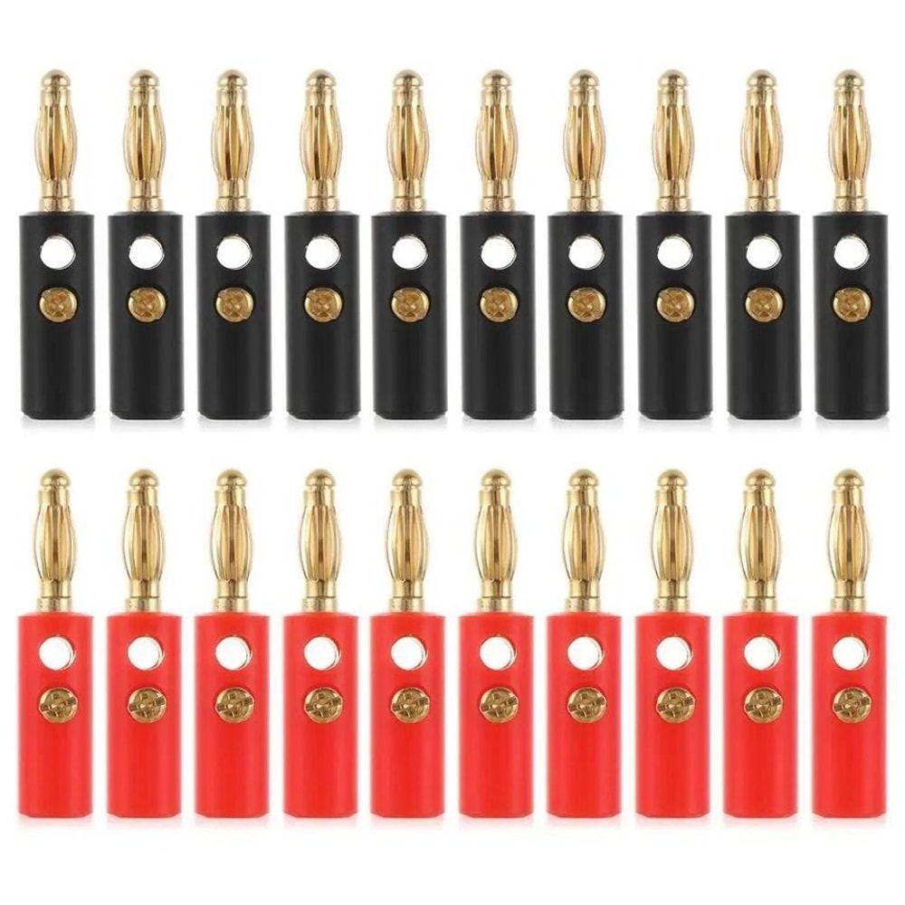 Banana Plugs Set Gold Plated Screw Speaker Wire Connectors 0