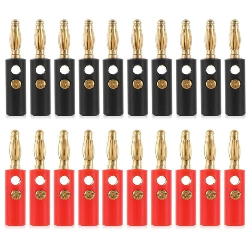 Banana Plugs Set Gold Plated Screw Speaker Wire Connectors 0