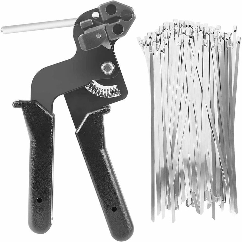 Heavy Duty Metal Zip Tie Gun Kit With Stainless Steel Zip Ties For Outdoor Fastening 0