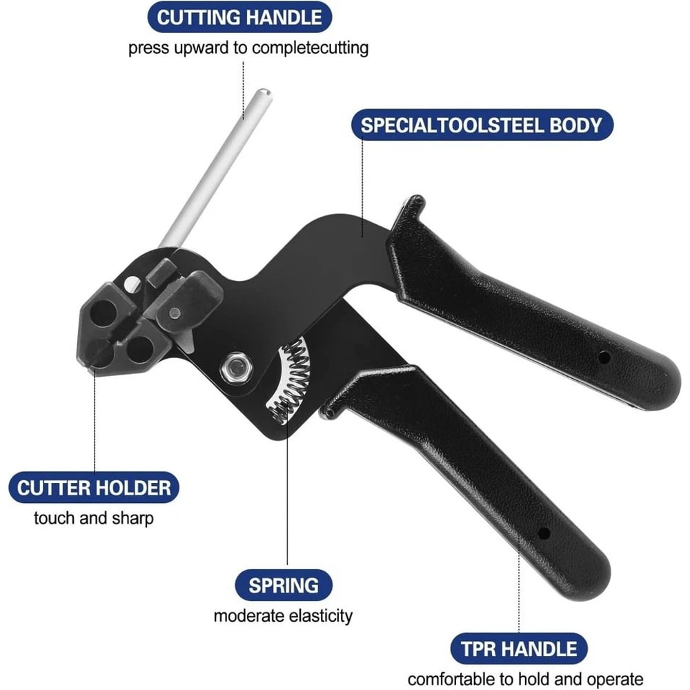 Heavy Duty Metal Zip Tie Gun Kit With Stainless Steel Zip Ties For Outdoor Fastening 9