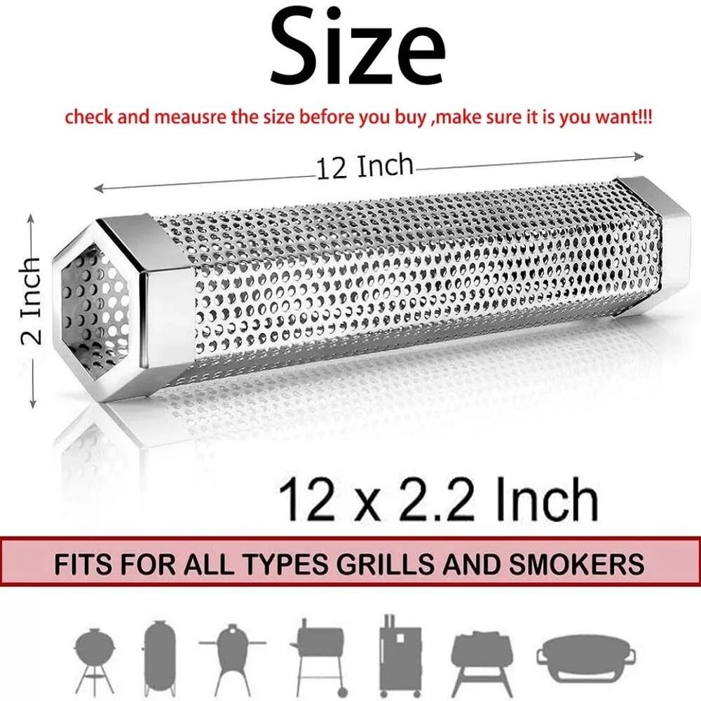 Pellet Smoker Tube With Brush Stainless Steel Smoke Tube For Pellet Grill BBQ 3