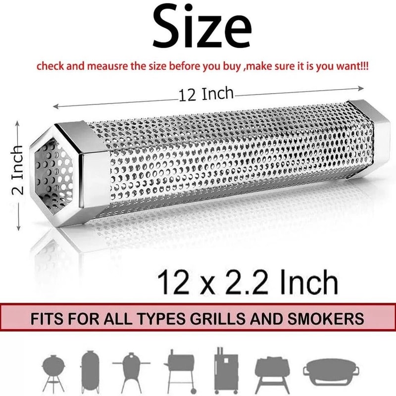 Pellet Smoker Tube With Brush Stainless Steel Smoke Tube For Pellet Grill BBQ 3