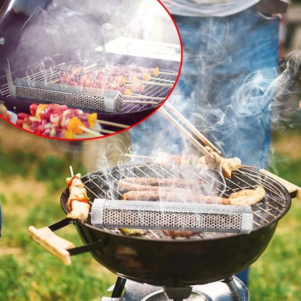 Pellet Smoker Tube With Brush Stainless Steel Smoke Tube For Pellet Grill BBQ 0