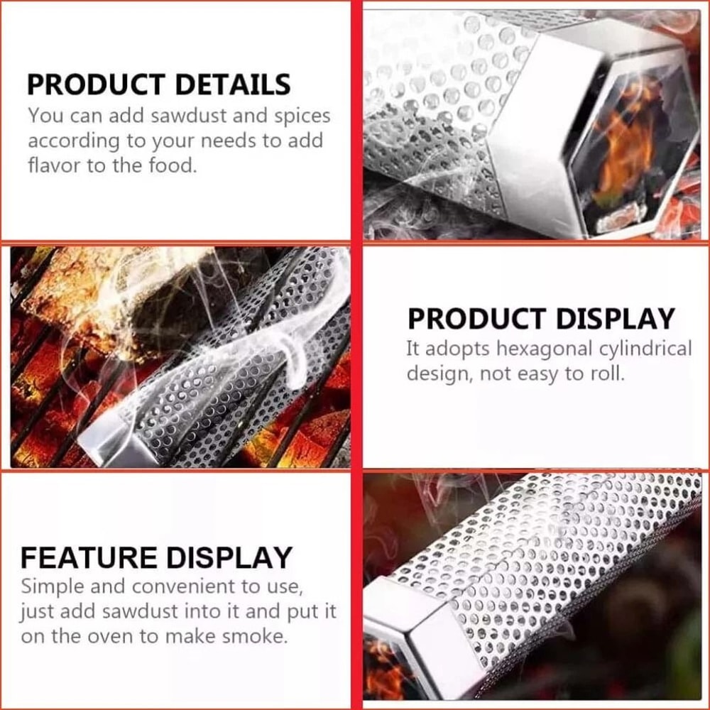 Pellet Smoker Tube With Brush Stainless Steel Smoke Tube For Pellet Grill BBQ 5