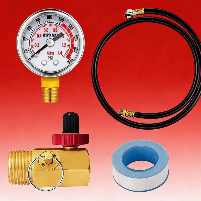 Portable Air Tank Repair Kit With Pressure Gauge And Valve For Easy Air Tank Restoration 0