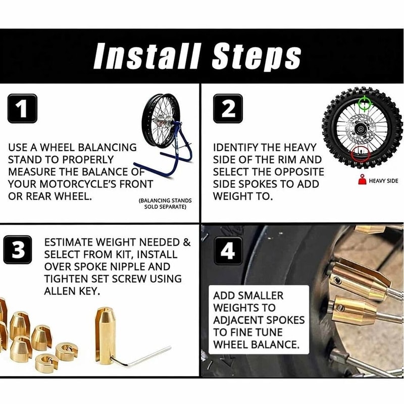Brass Spoke Wheel Weights For Motorcycle Balance Honda BMW Suzuki 2