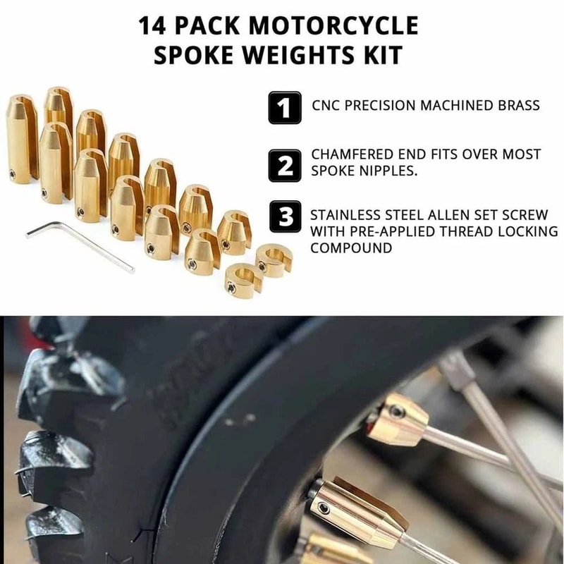 Brass Spoke Wheel Weights For Motorcycle Balance Honda BMW Suzuki 3