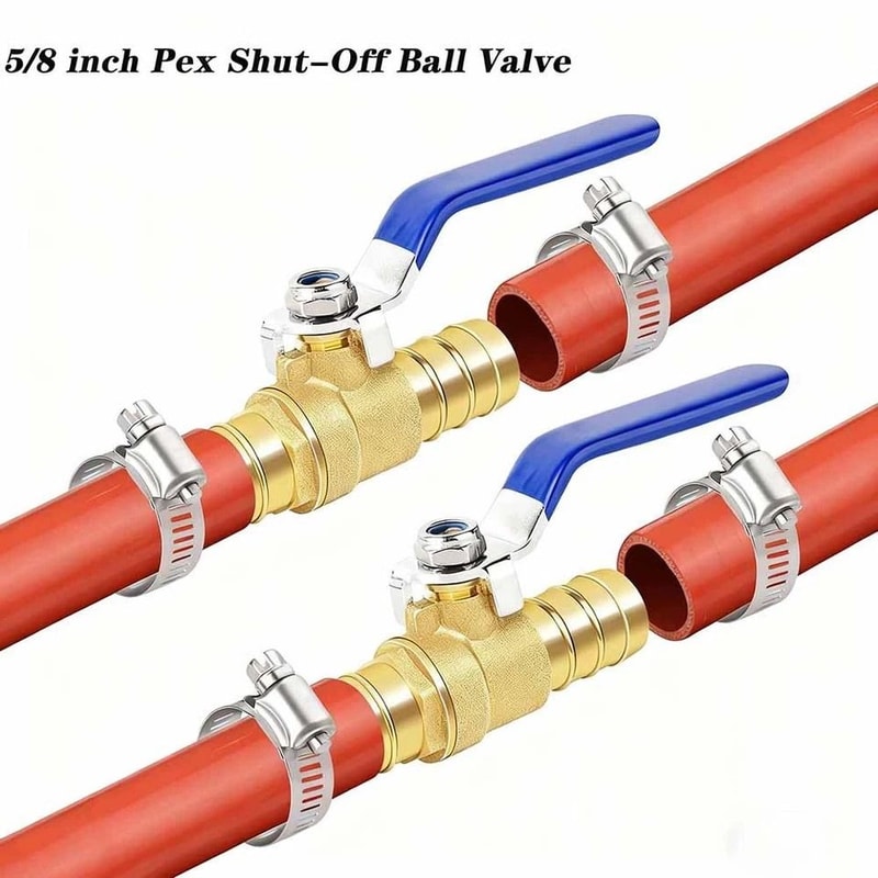 Heater Hose Shut Off Valve Kit Brass Hose Barb Ball Valve Set With Clamps 4