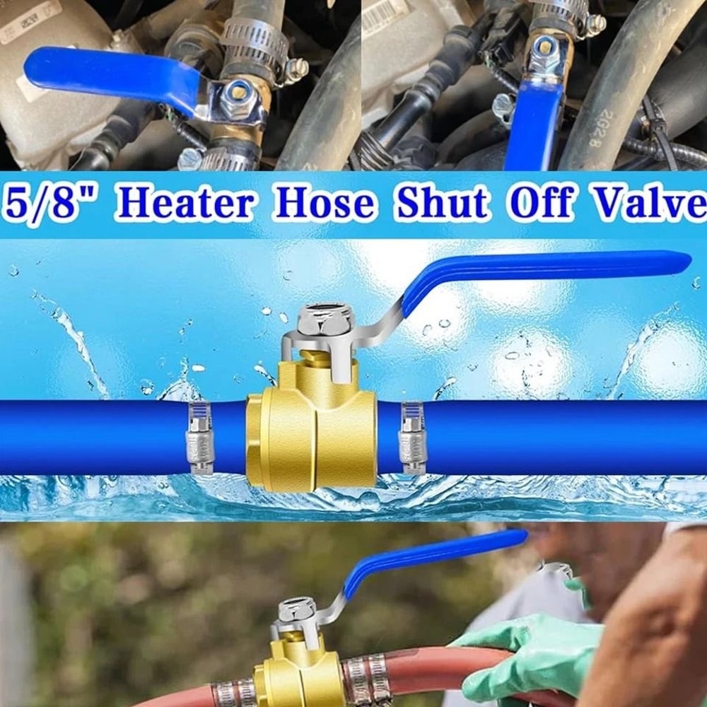 Heater Hose Shut Off Valve Kit Brass Hose Barb Ball Valve Set With Clamps 5
