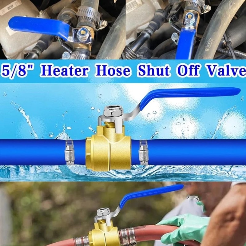 Heater Hose Shut Off Valve Kit Brass Hose Barb Ball Valve Set With Clamps 5
