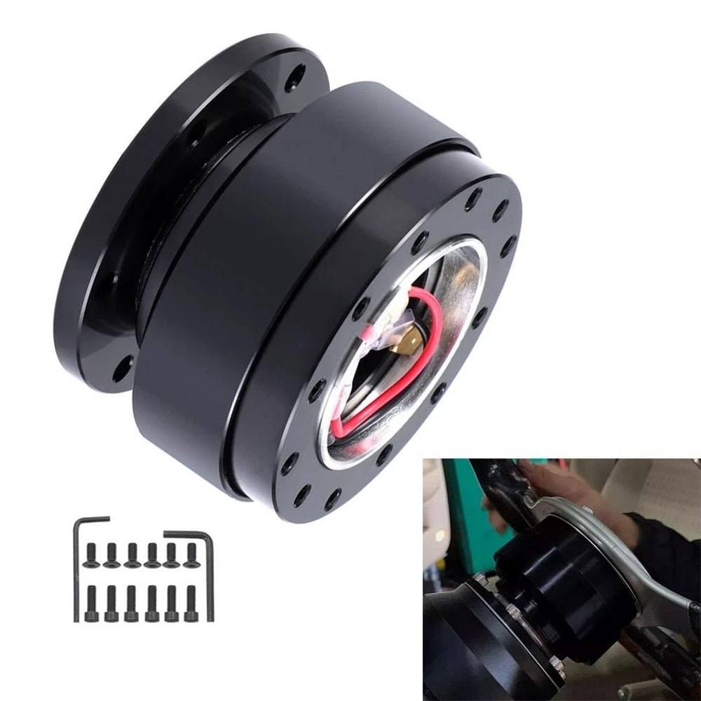 Universal Steering Wheel Quick Release Hub Adapter Hole Snap Off Boss Kit Black 1