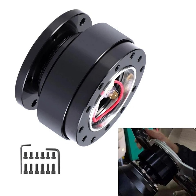 Universal Steering Wheel Quick Release Hub Adapter Hole Snap Off Boss Kit Black 1