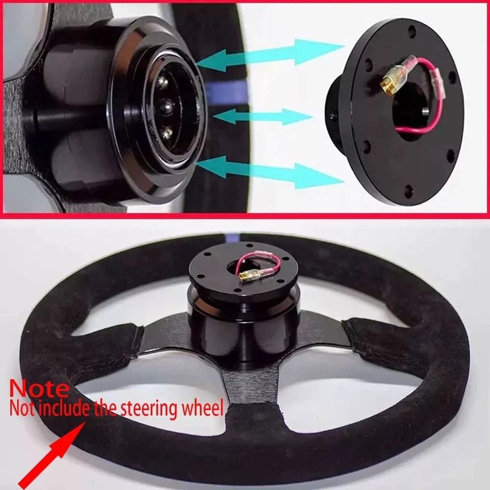 Universal Steering Wheel Quick Release Hub Adapter Hole Snap Off Boss Kit Black 2