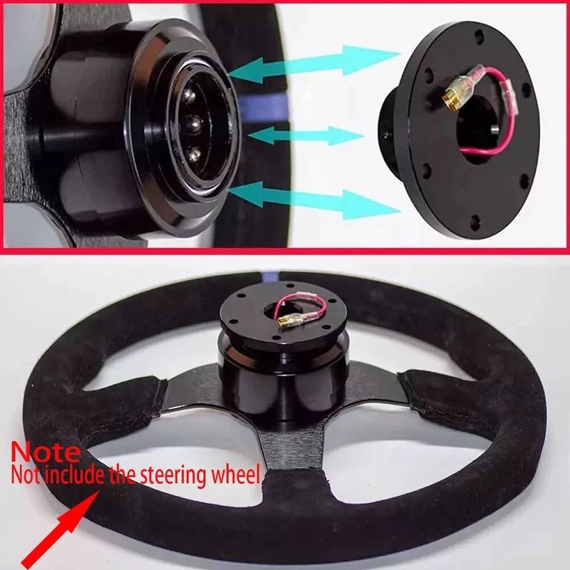 Universal Steering Wheel Quick Release Hub Adapter Hole Snap Off Boss Kit Black 2