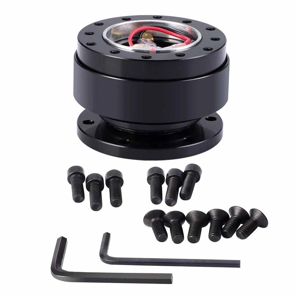 Universal Steering Wheel Quick Release Hub Adapter Hole Snap Off Boss Kit Black 5