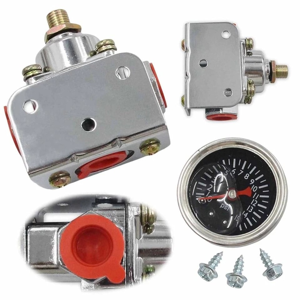 Adjustable Fuel Pressure Regulator Kit With Gauge PSI For Carbureted Engines 1
