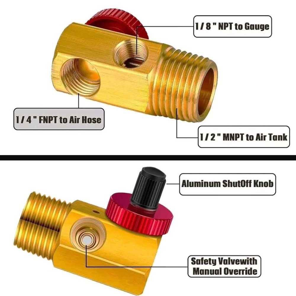 Portable Air Tank Repair Kit With Gauge And Valve Hose Assembly 5