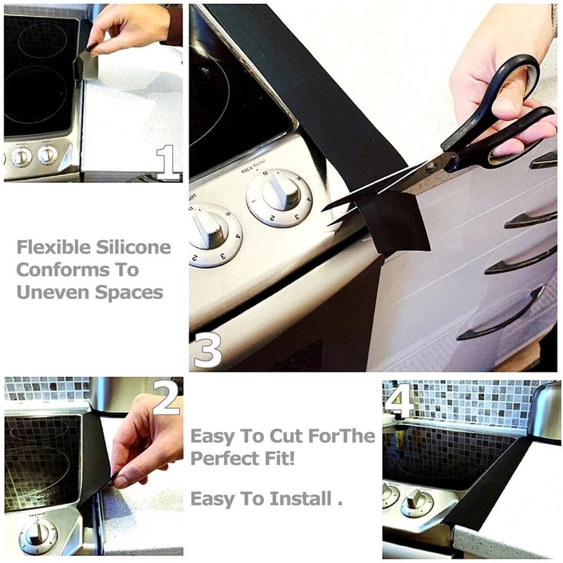 Silicone Stove Gap Cover Heat Resistant Kitchen Counter Gap Filler 2