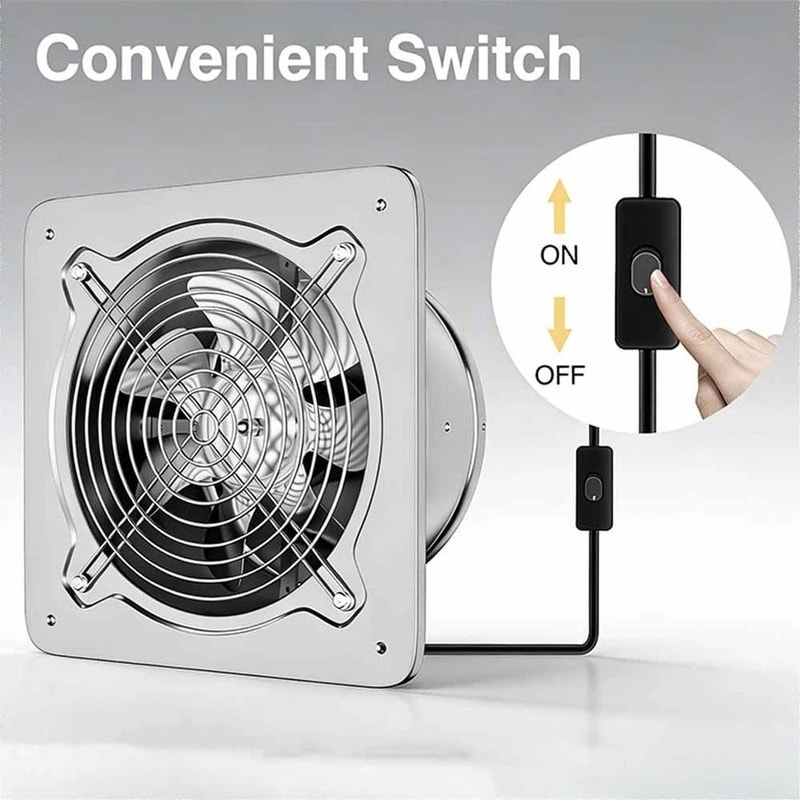 Wall Mount Exhaust Fan CFM Metal Ventilation Fan With Switch 2