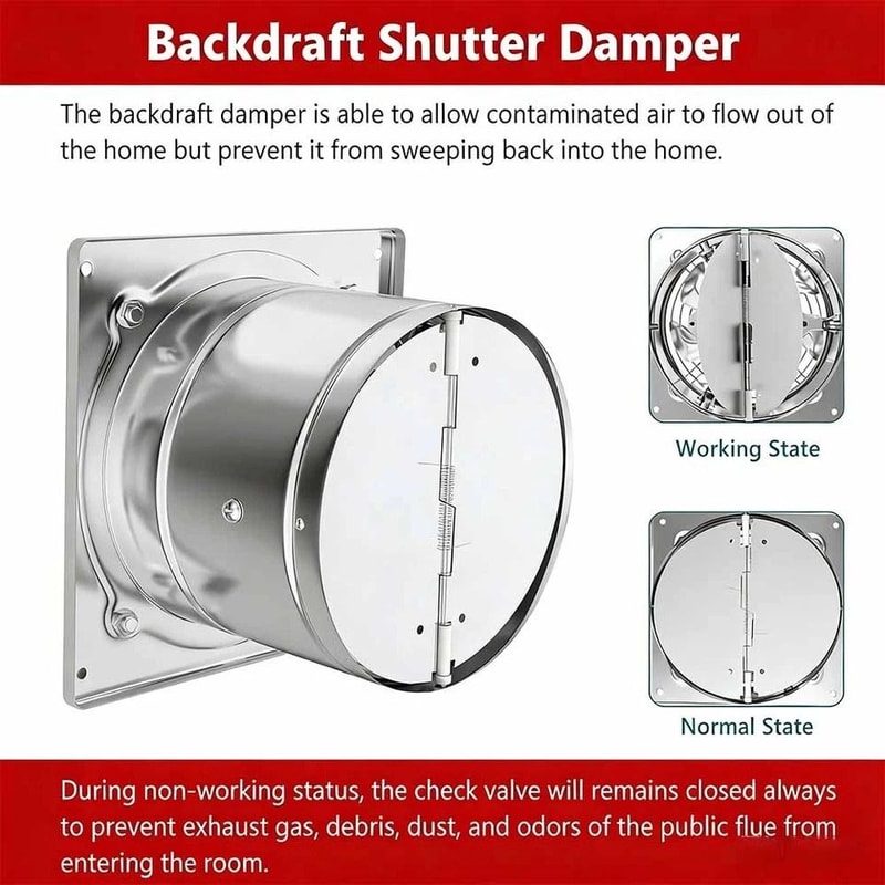 Wall Mount Exhaust Fan CFM Metal Ventilation Fan With Switch 3