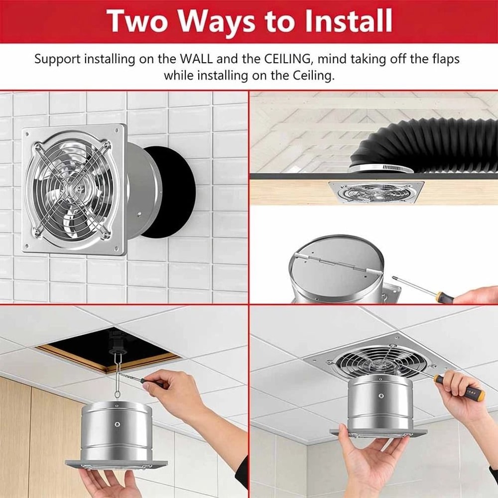 Wall Mount Exhaust Fan CFM Metal Ventilation Fan With Switch 5
