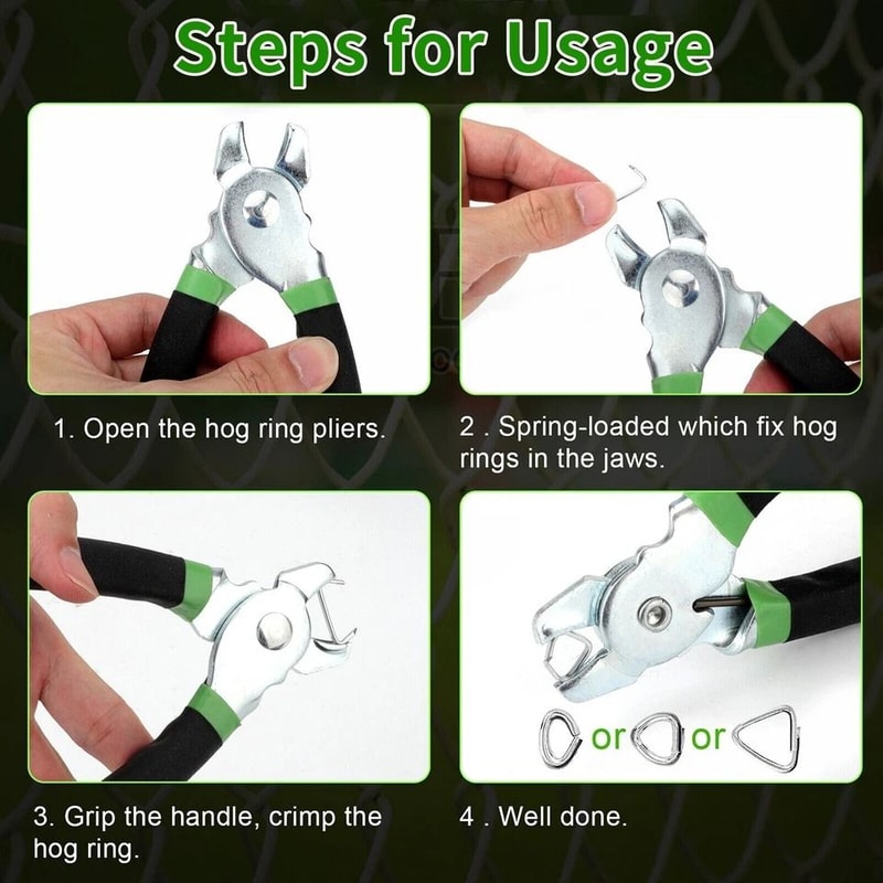 Heavy Duty Hog Ring Pliers Kit With Hog Rings For Upholstery Seat Cover Repair And Fencing 3