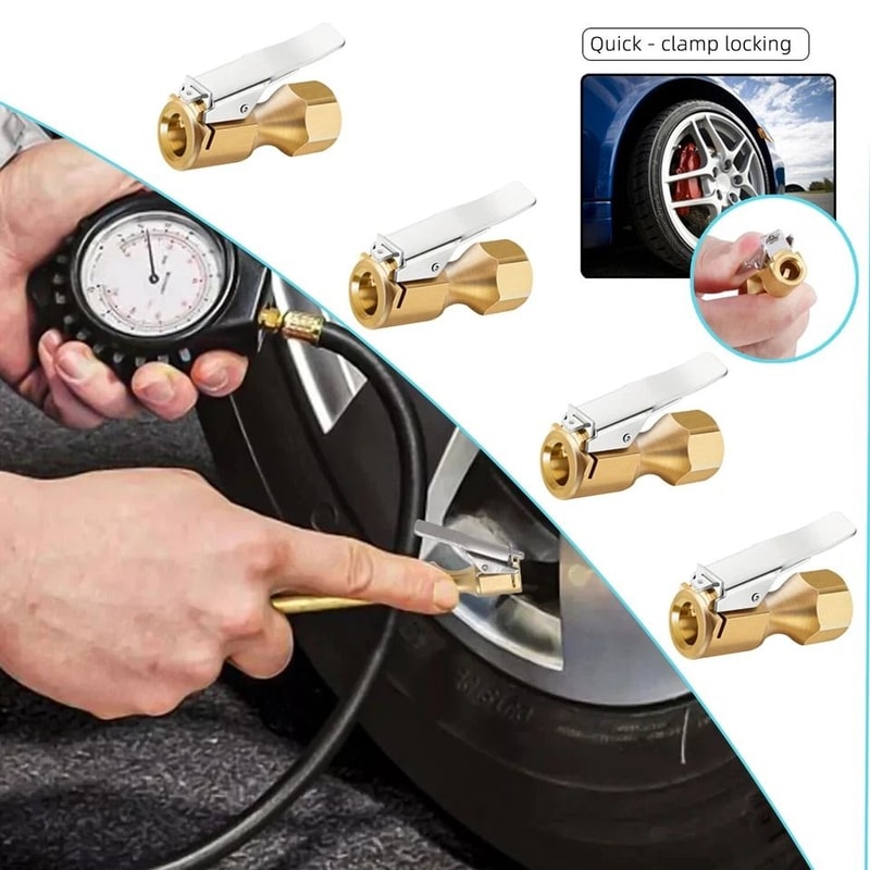Lock On Tire Chuck Set Open Flow Air Chuck For Inflator Gauge 4